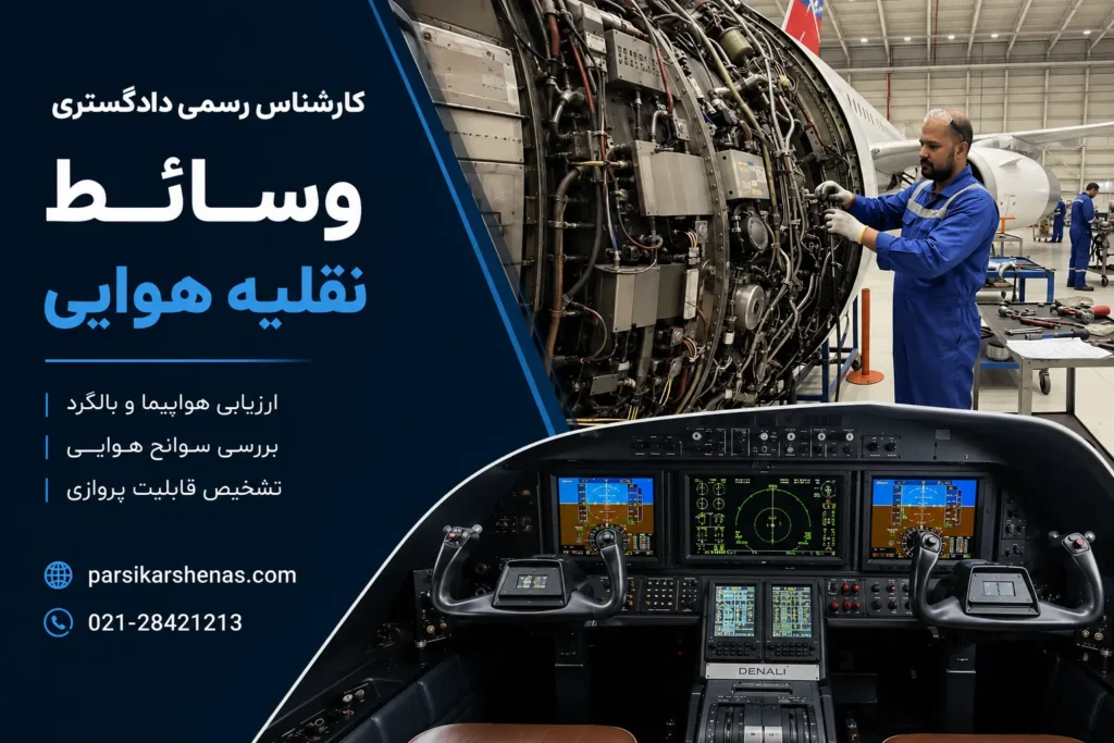 کارشناس رسمی وسایط نقلیه هوایی در حال ارزیابی هواپیما